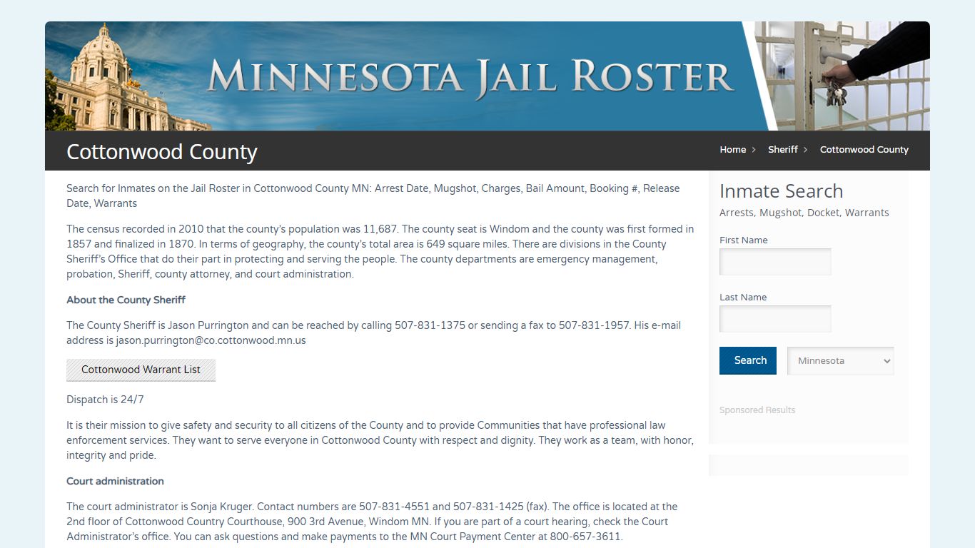 Cottonwood County | Jail Roster Search